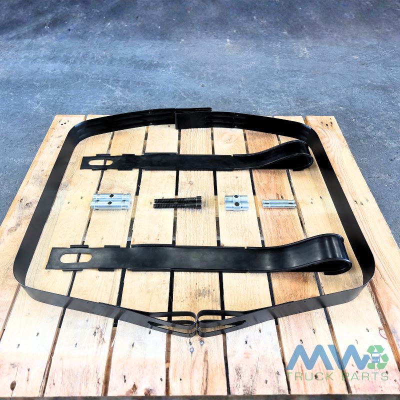 Volvo FH FM D-Shaped Fuel Tank Strap Set with Rubber Strips & Hardware 20730641 20730650 (1)