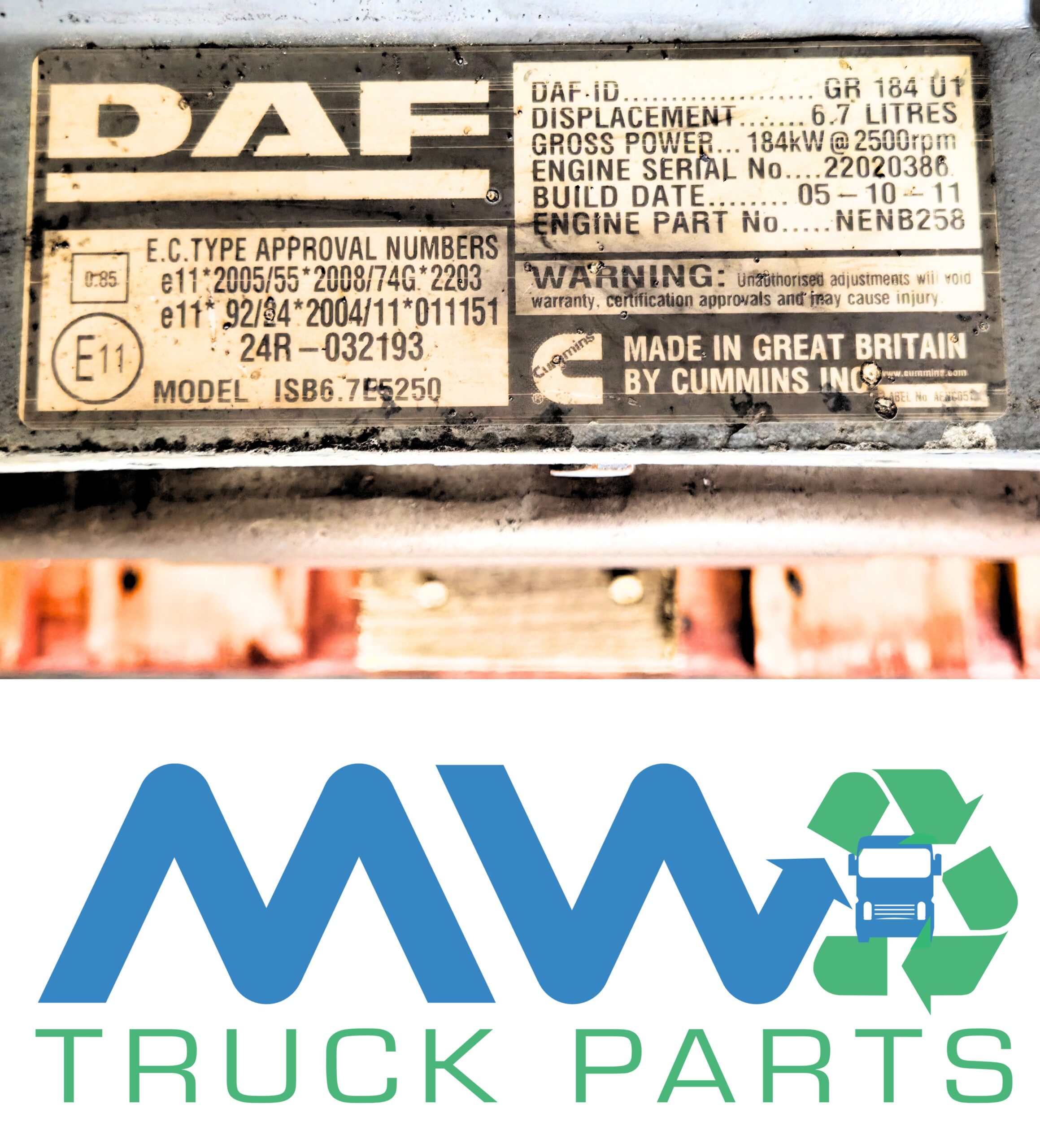DAF CF65.250 Paccar Engine Cummins ISB6 7E5250 Euro 5 Complete Engine Assembly (2)